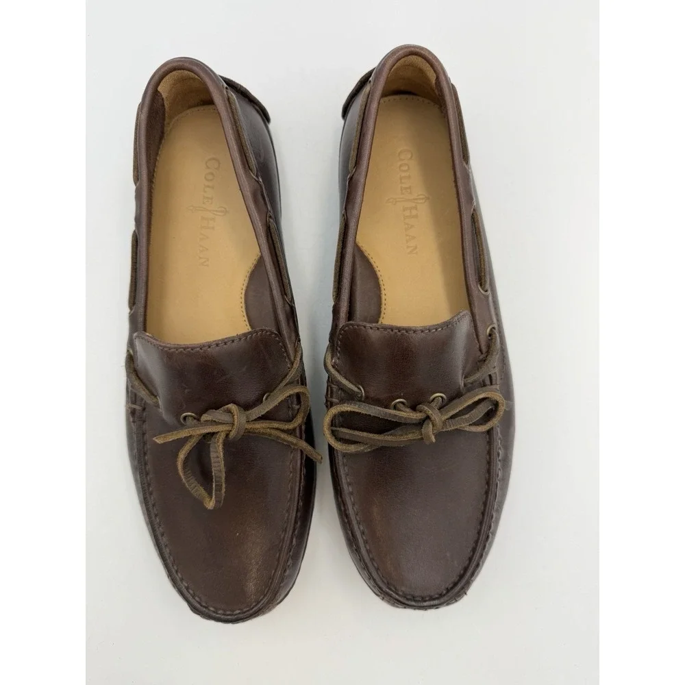 Cole Haan Grant Driver Moc Brown Leather Driving Loafers Shoes Men 8M